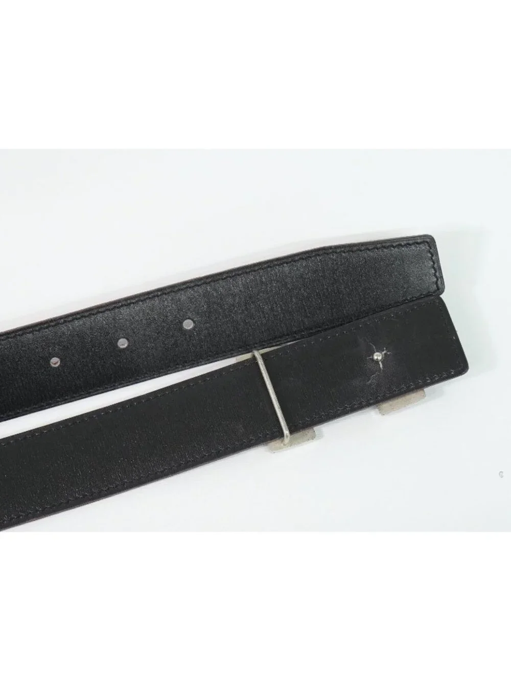 Hermes Constance Belt Reversible Leather Bordeaux Black Silver Vintage